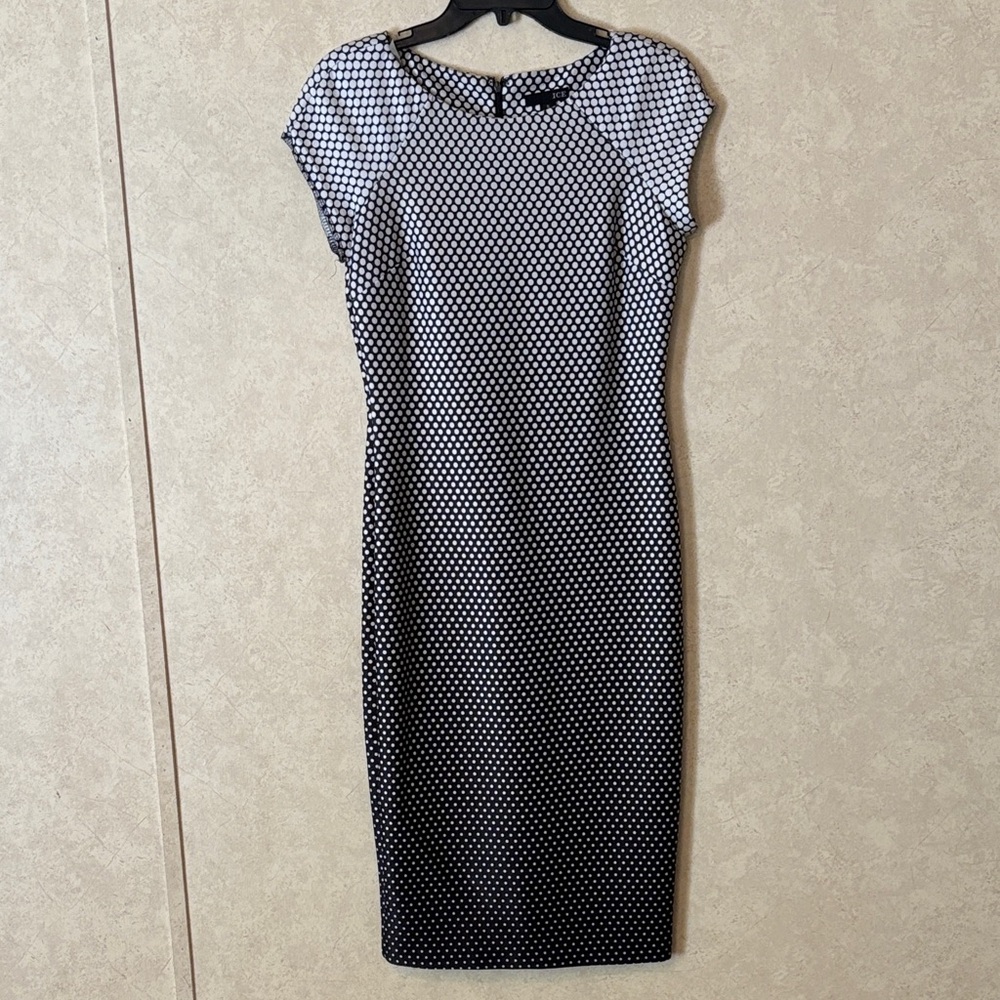 Ice Black and White Polka Dot Gradient Midi Dress Size S